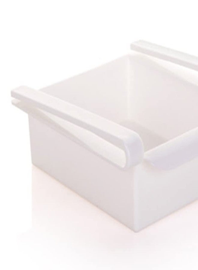 Sunicon Fridge Drawer Organizer, Plastic White Refrigerator Organizer Bins, Refrigerator Food Case Storage Kitchen Organizer Pull Out with Handle, for Fridge Shelf Under 0.5 inch(15.5 x 16.5 x 7cm) - Image 2